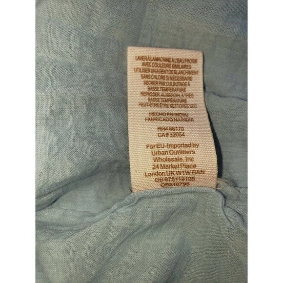 FREE PEOPLE Sunbeams Mini Dress Light Blue Smocked Embroidered Small Boho Dainty - Picture 10 of 12